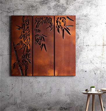 Dull Gold Bamboo Wall Art Rust Finishes