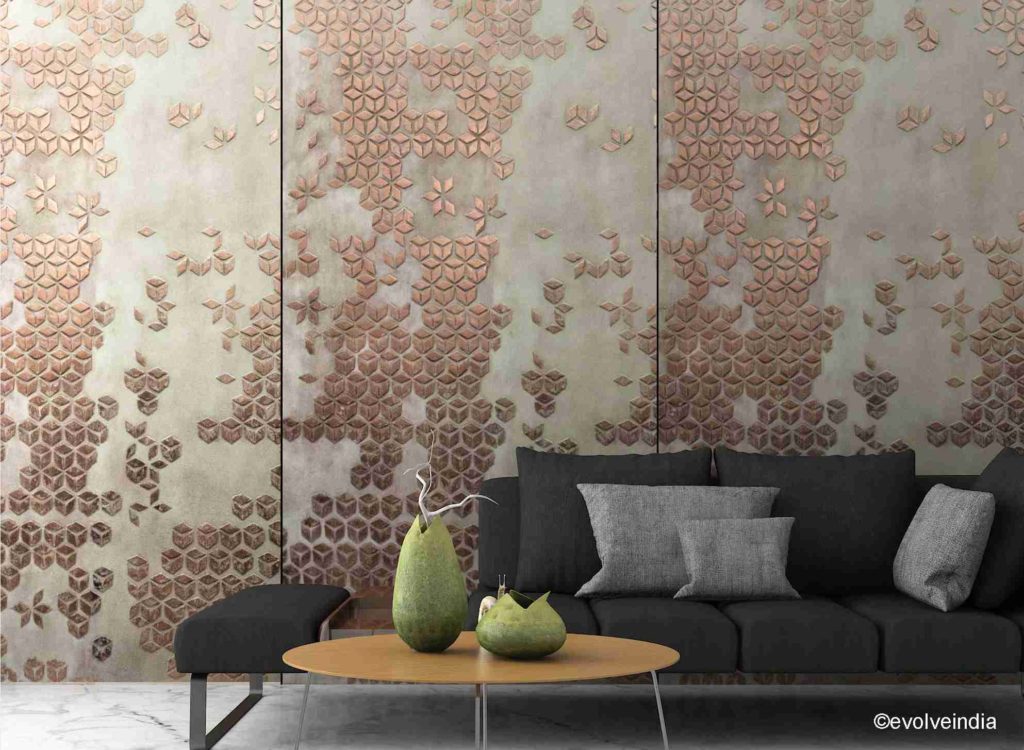 Liquid metal finish on the wall by Evolve India