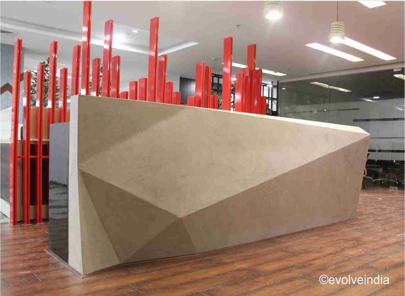 Concrete Finished Reception Table by Evolve India