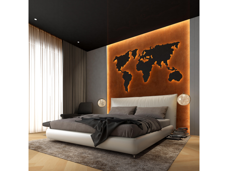 Image of a rustic texture wall design in bedroom designed using rust texture finish