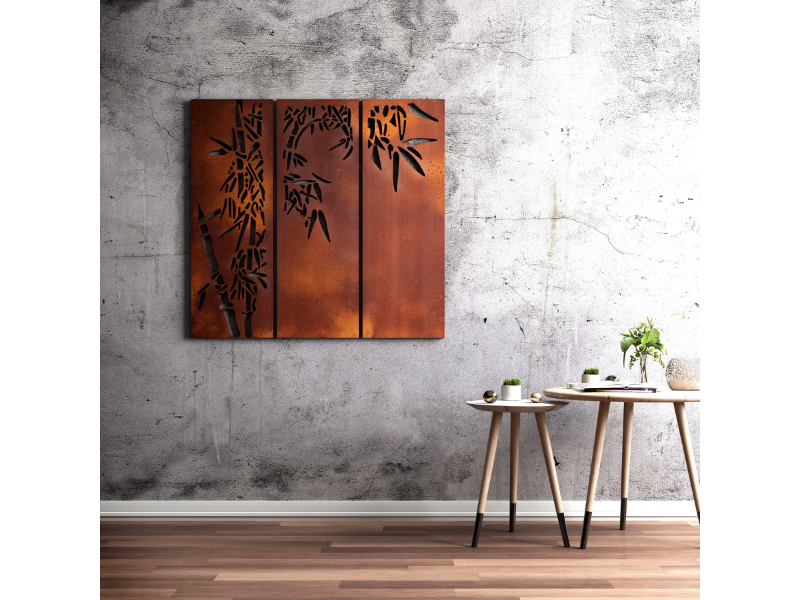 Image of wall art fabricated using rust finish