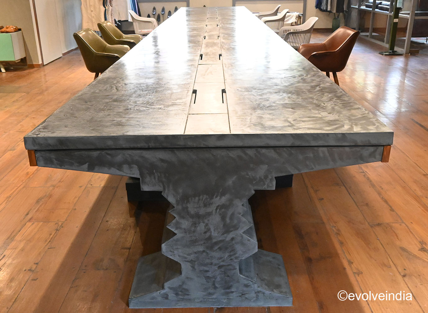 Work Table Designed Using Decorative Concrete Finish by Evolve India