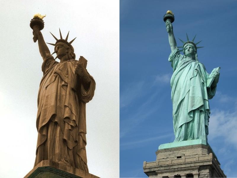 Before and after image of the Statue of Liberty