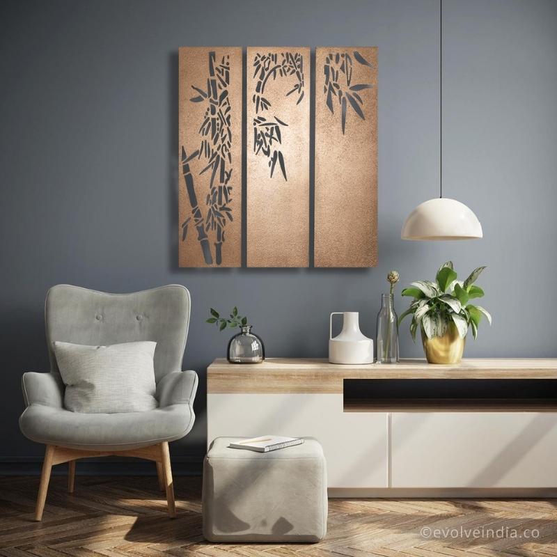 Dull Gold Bamboo Wall Art by Evolve India