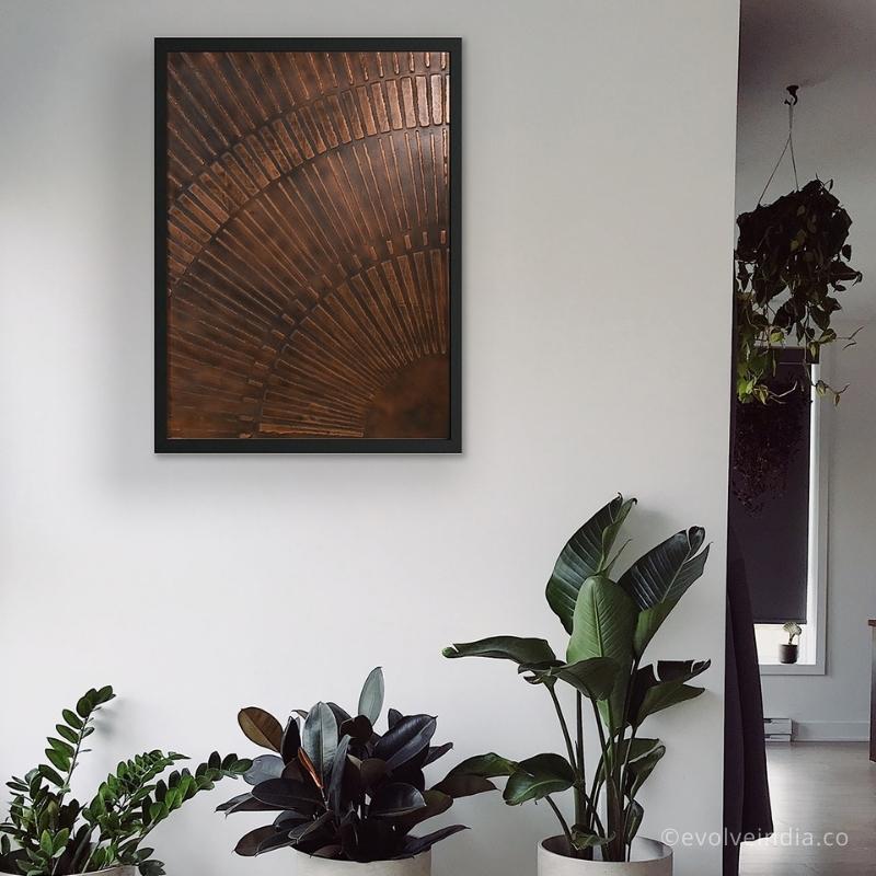 Burnt Copper Fireworks Wall Art by Evolve India