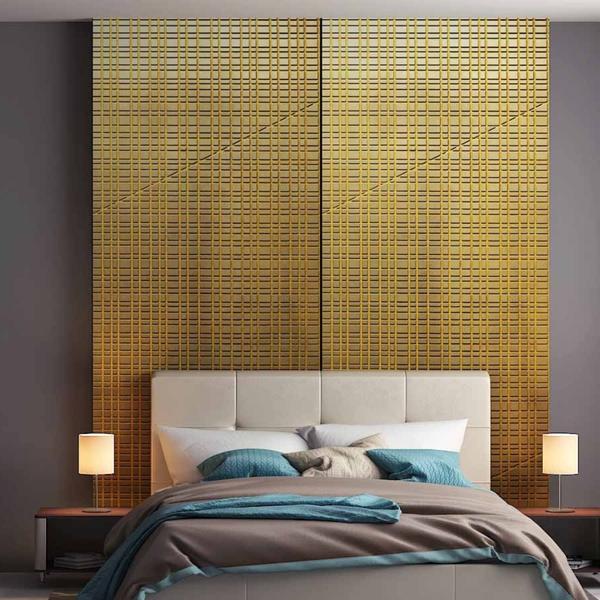 Bedroom wall designed using liquid metal finish