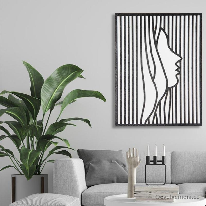 White and Black Lady Face Wall Art