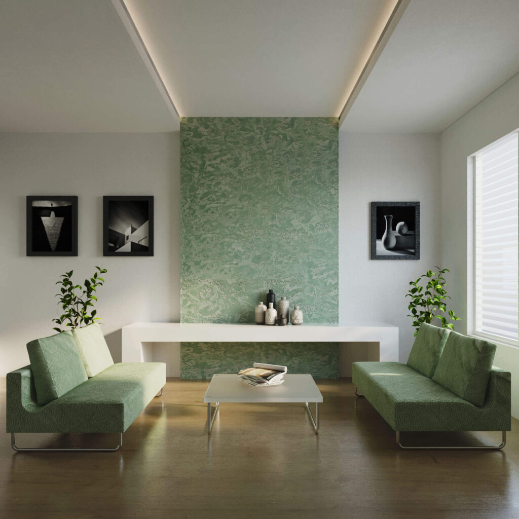 Add An Accent To Your Living Room With Pastel Colored Concrete Wall Panels