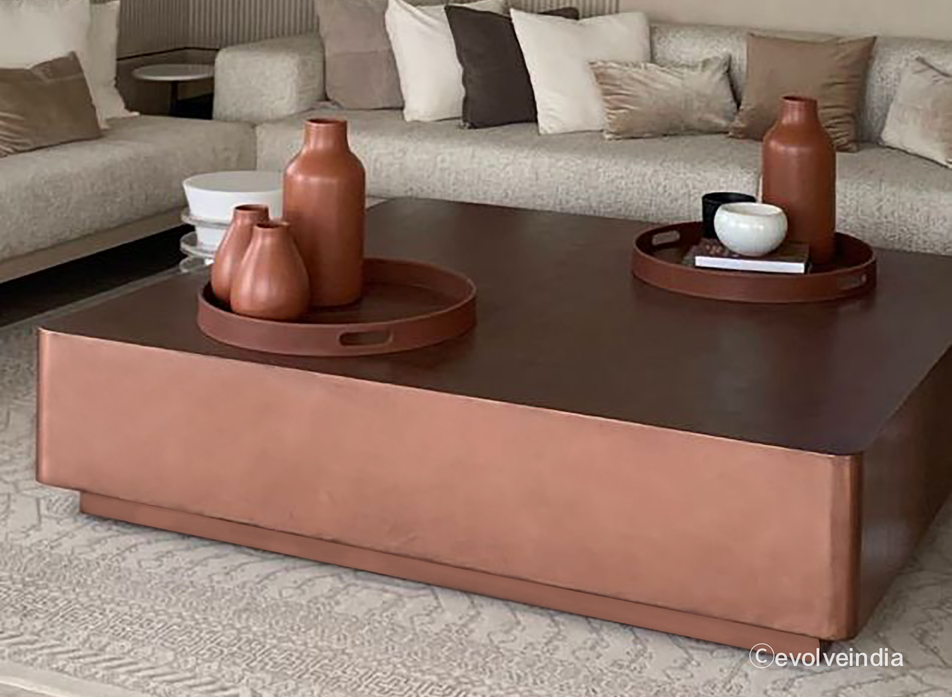 Copper Finish Coffee Table By Evolve India