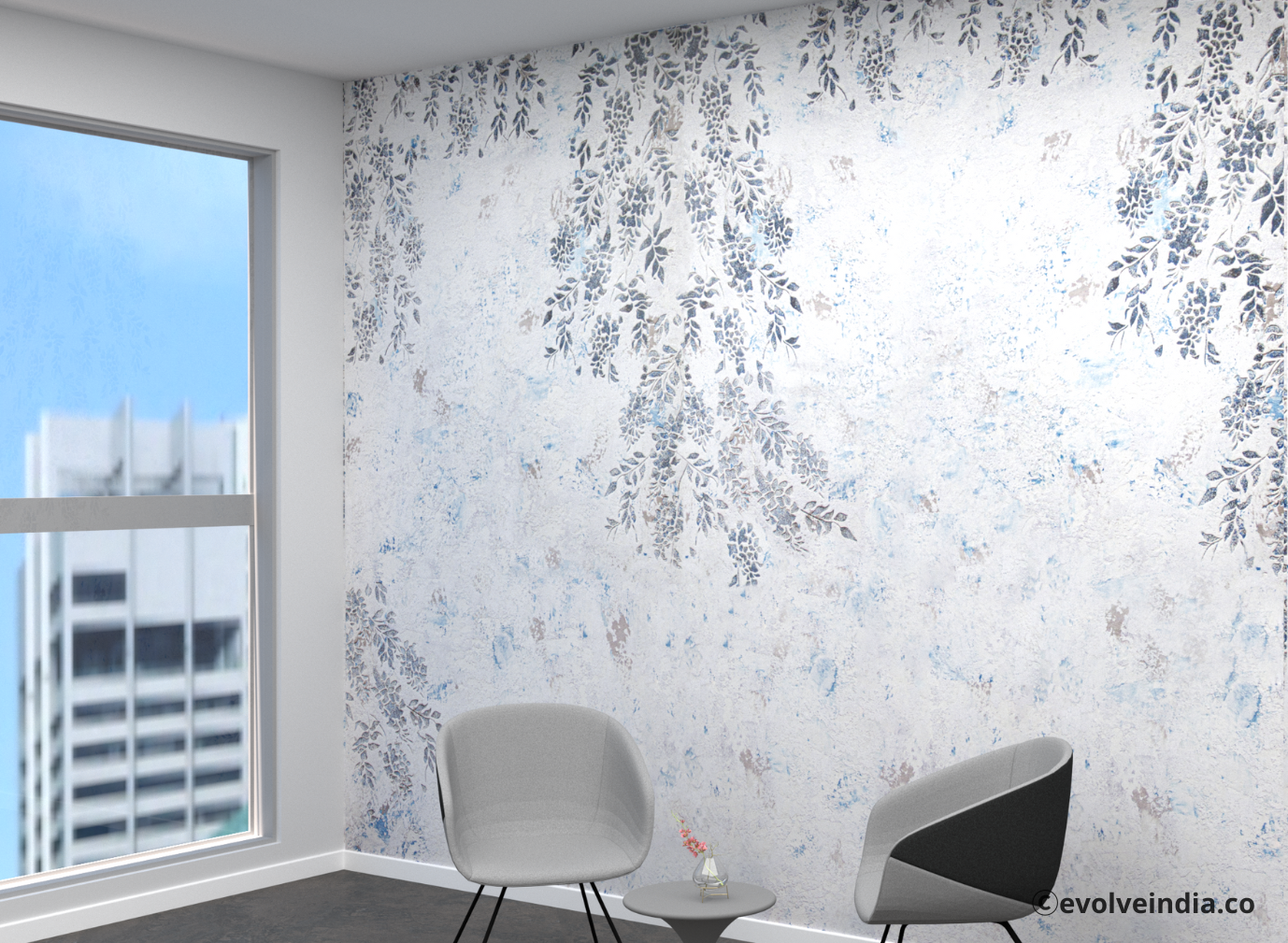 Frosty Blue Duo Artistique Fusion Lobby Wall By Evolve India
