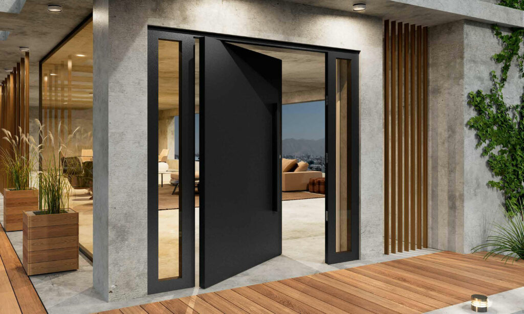 Luxury villa entrance design using pivot door