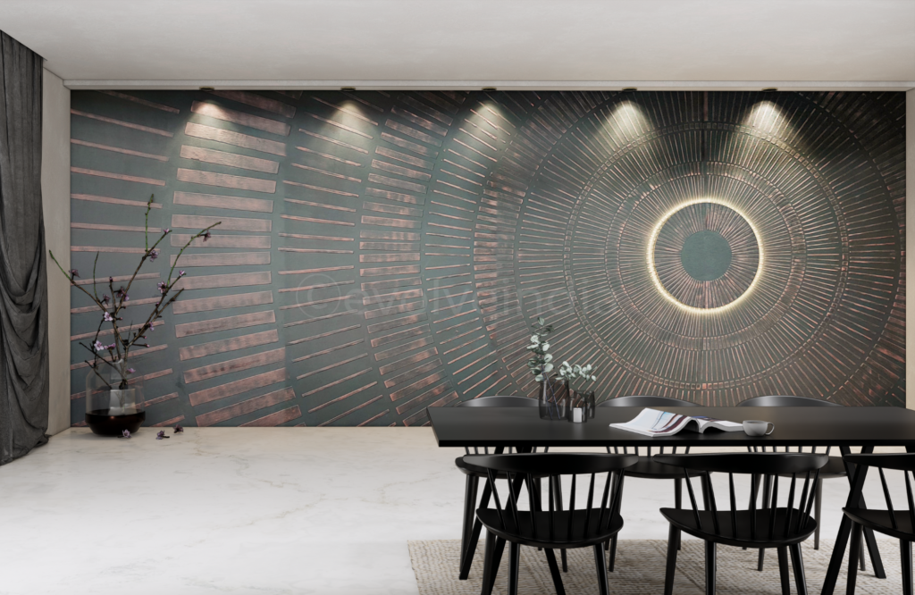 Solaris Copper Patina Accent Wall For A Mumbai Apartment's Dining Room