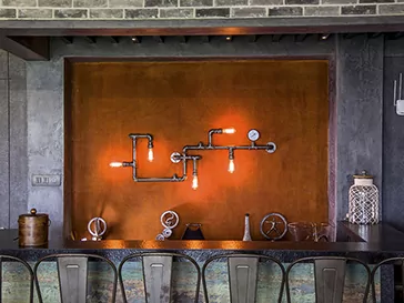 Rust Corten Steel Interior Wall for Bar Area in a Villa in Lonavala