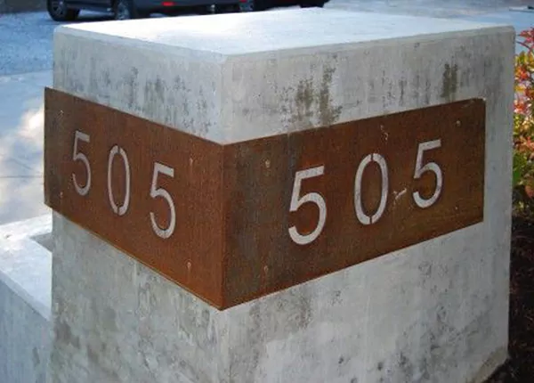Depiction of concrete finished name board