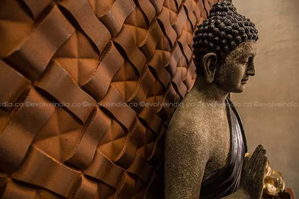 Gautam Buddha sculpture designed with corten steel finish by Evolve India