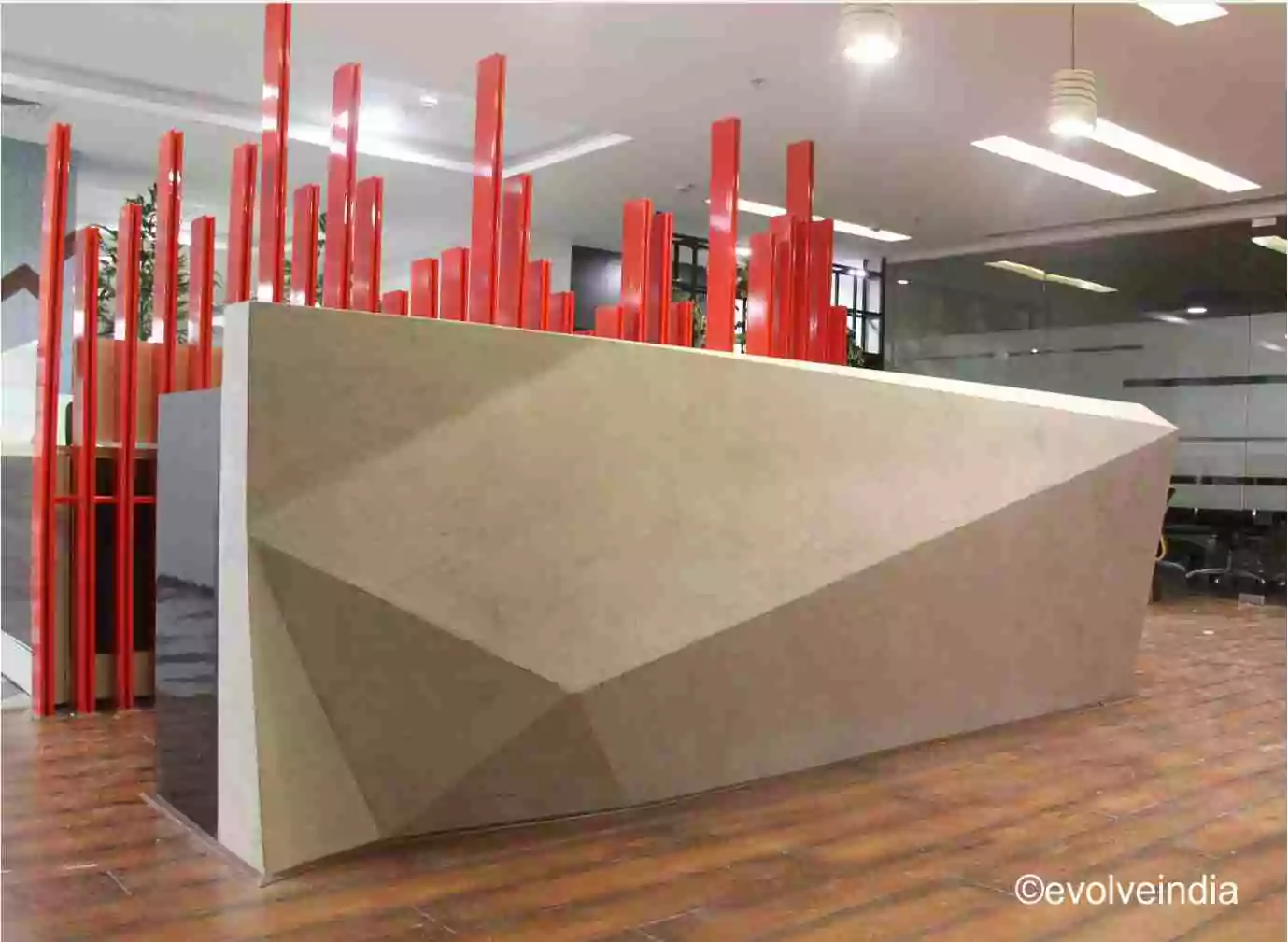 Concrete Finished Reception Table by Evolve India