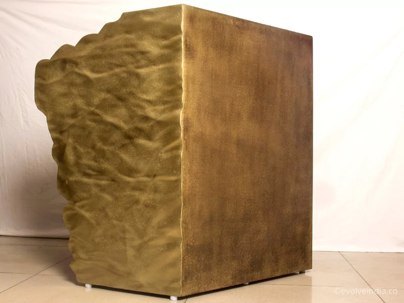 Image of liquid metal Brass finished side table