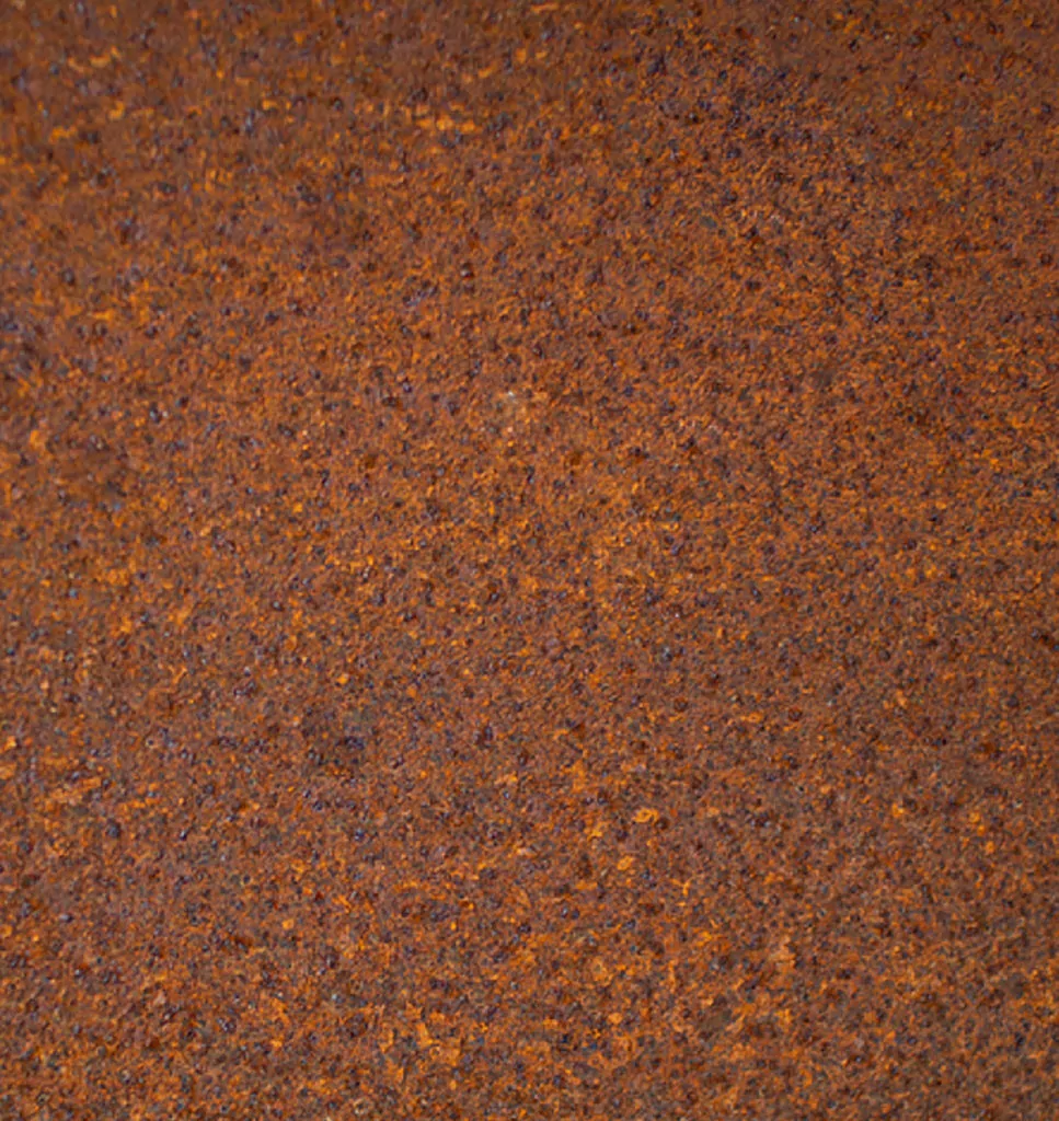 Rustic iron patina finish