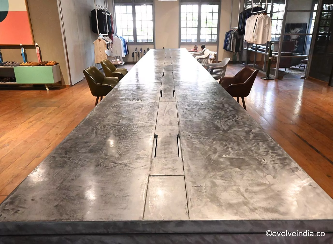 Work Table Designed Using Decorative Concrete Finish by Evolve India