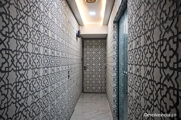 Home interior designed using Evolve India's decorative concrete finishes