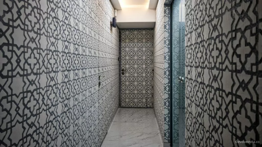 Residential interiors designed using Decorative Concrete Finish by Evolve India