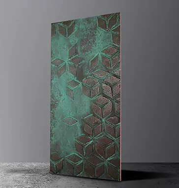 Aquilone copper patina wall panel