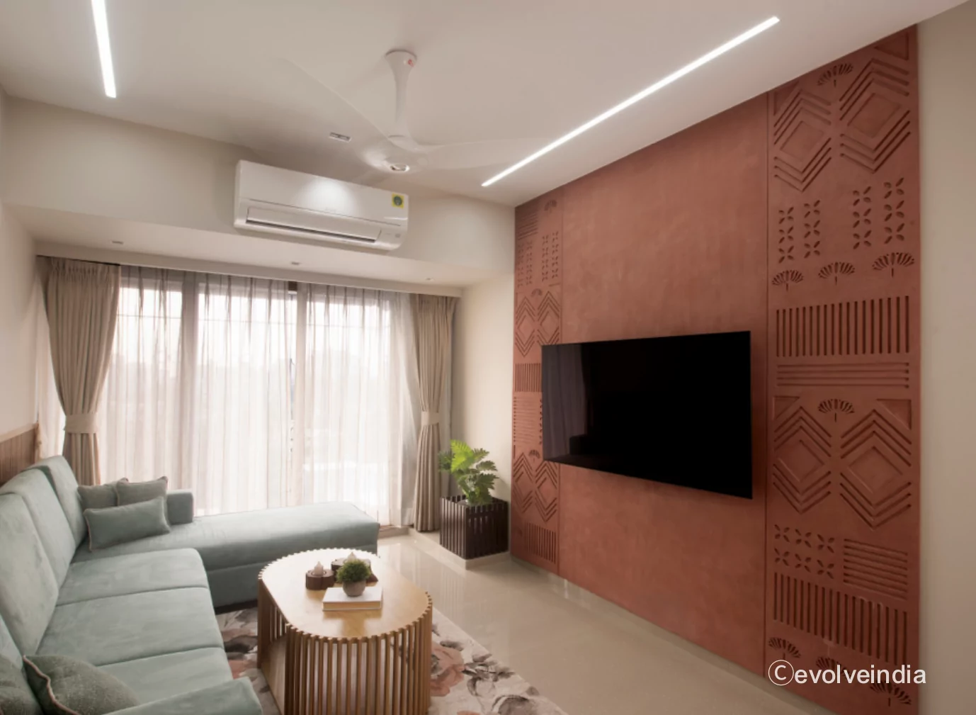 Concrete Accent Wall for TV Back Wall by Evolve India