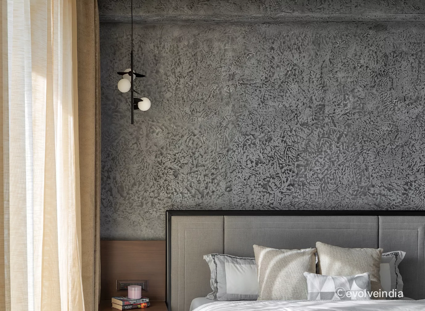 Monterry noir beauty concrete accent wall finish by Evolve India